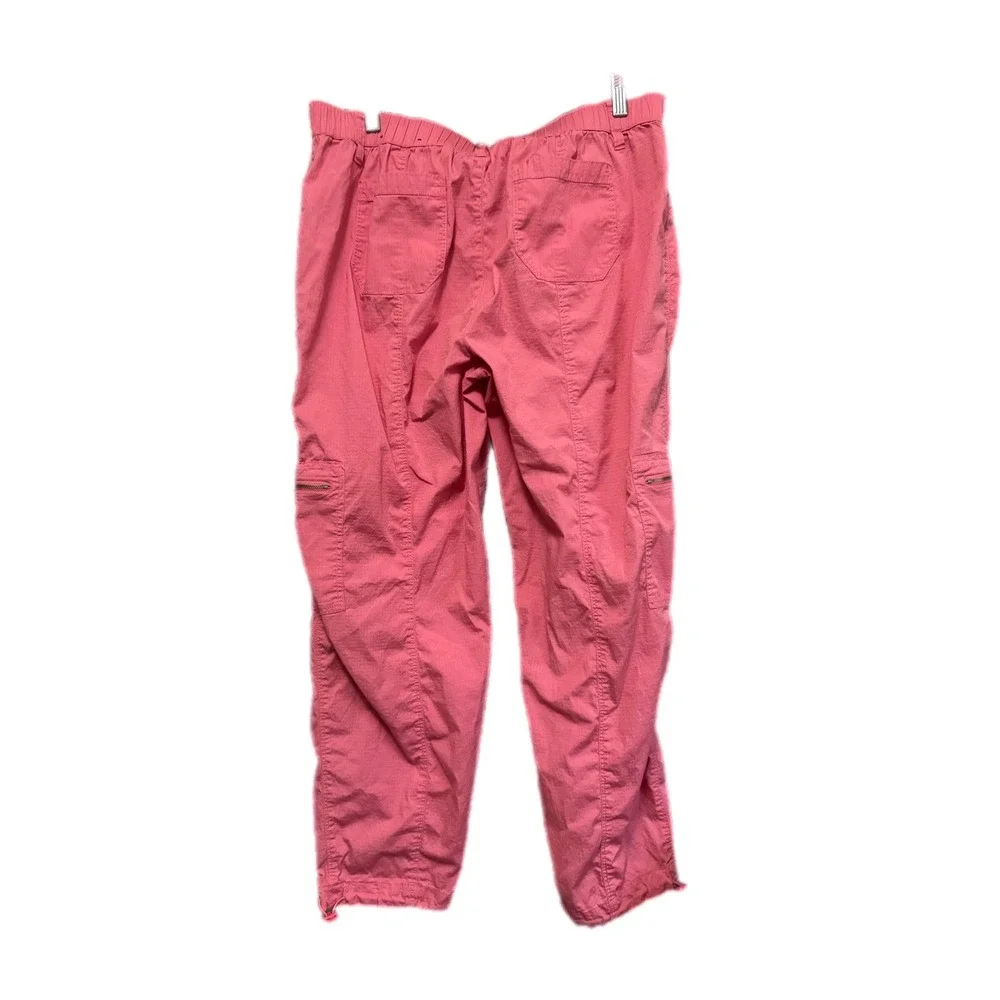 Rafaella Cargo Pants Womens 10 Pink Excellent Ripstop‎ Bungee Hem Straight Leg